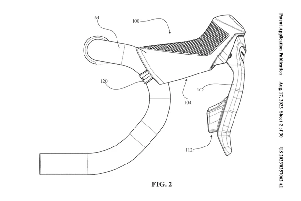 Registro revela o projeto de um inovador sistema de freio e alavanca de câmbio para a SRAM Red AXS.